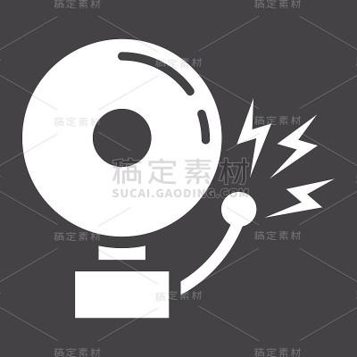 消防报警实体图标，防盗报警，矢量图形，黑色背景上的字形图案，eps 10。