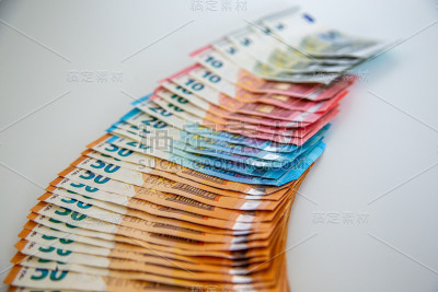 50、20、10和5欧元纸币上的白色背景