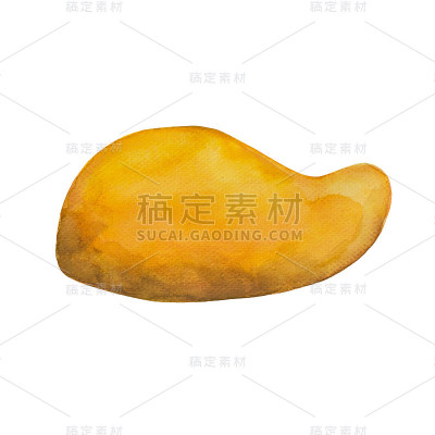 黄色椭圆芒果水彩画。