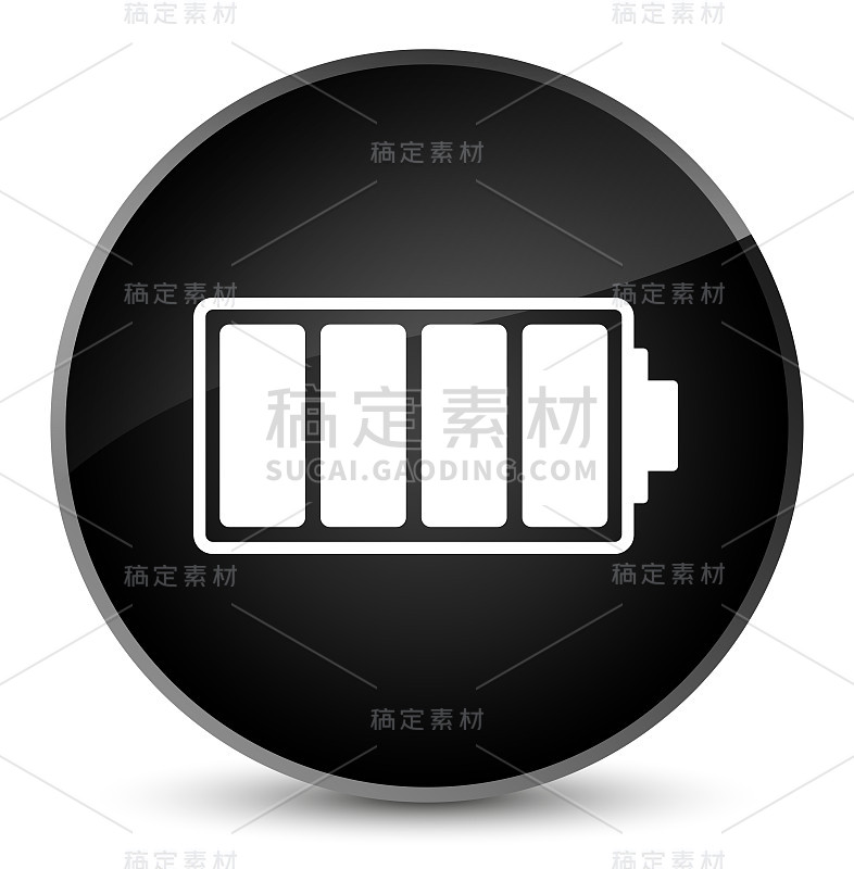 电池图标优雅的黑色圆形按钮
