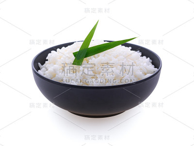 白底黑碗里的日本米饭