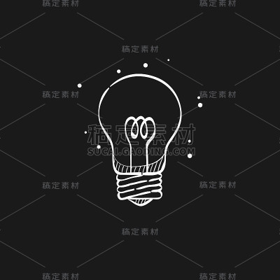 素描图标在黑色-灯泡