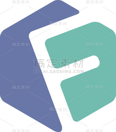 抽象字母F六边形符号。丰富多彩的创意文字艺术