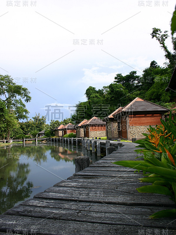 路径、度假村、温泉