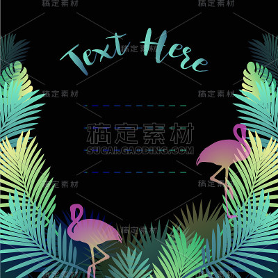 火烈鸟和棕榈叶的请柬