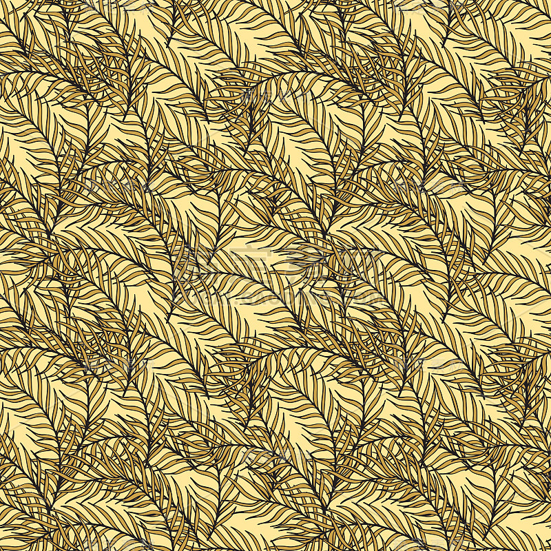 Seamless pattern composed of leaves and branches.