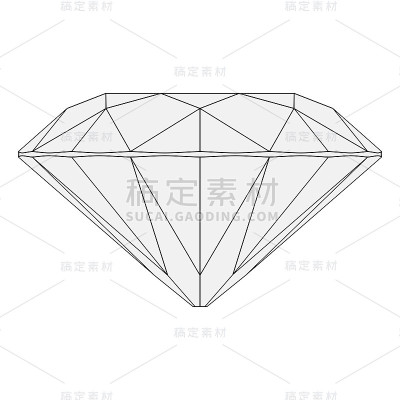 明亮的钻石线框正方体绘制孤立在白色