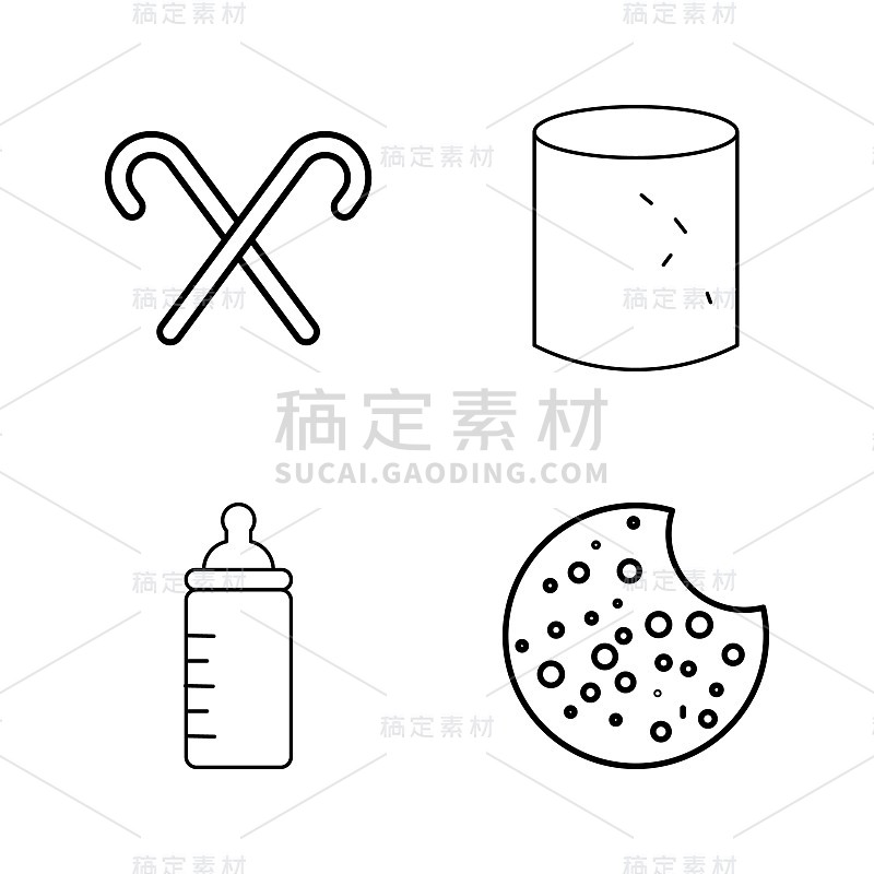 食物和饮料线性图标设置