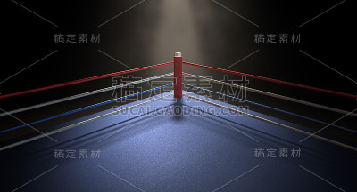 拳击角聚光灯照亮黑暗
