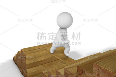 通向成功的职业阶梯上的三维抽象商人性格。