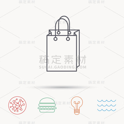 购物袋图标。销售手袋的迹象。