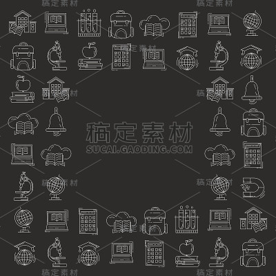 学校和教育矢量图标在黑板上