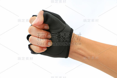 运动手套孤立在白色背景。戴连指手套。