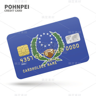 Credit card with Pohnpei flag background for bank,