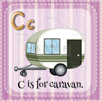 卡片字母C caravan