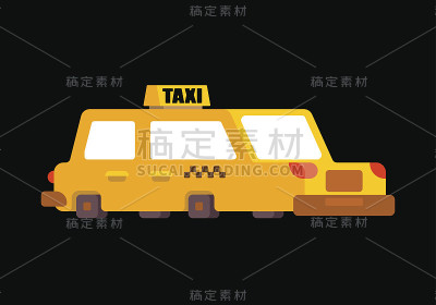 出租车孤立。黄色汽车，人的交通工具