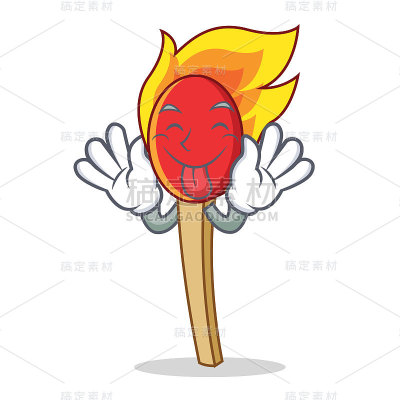 舌头伸出火柴棍吉祥物卡通