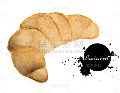 白底上的新鲜羊角面包。