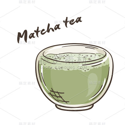 矢量打印插图的孤立杯抹茶