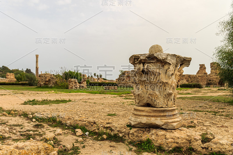 突尼斯和迦太基的古浴场遗址