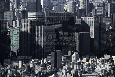 东京神田大手町大小建筑的单色风景