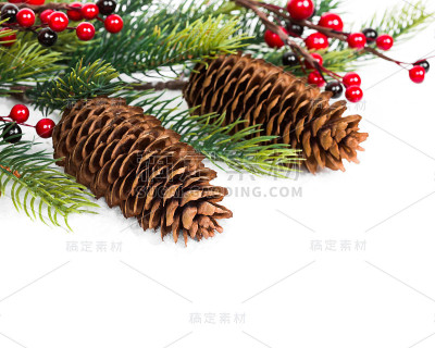圆锥和圣诞树孤立在白色