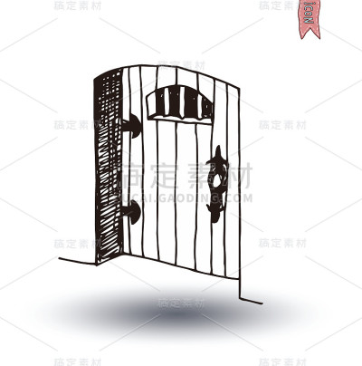旧门图标，插图矢量。