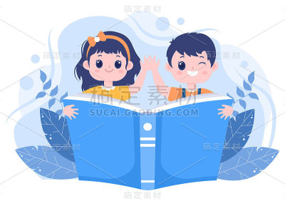 人物在一个房间里阅读书籍矢量插图，以增加洞察力和知识。平面设计