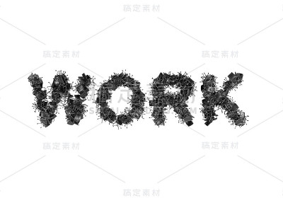 word WORK由黑色皮革办公椅组成