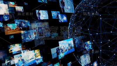 视觉内容的概念。社交网络服务。流媒体视频。通信网络。