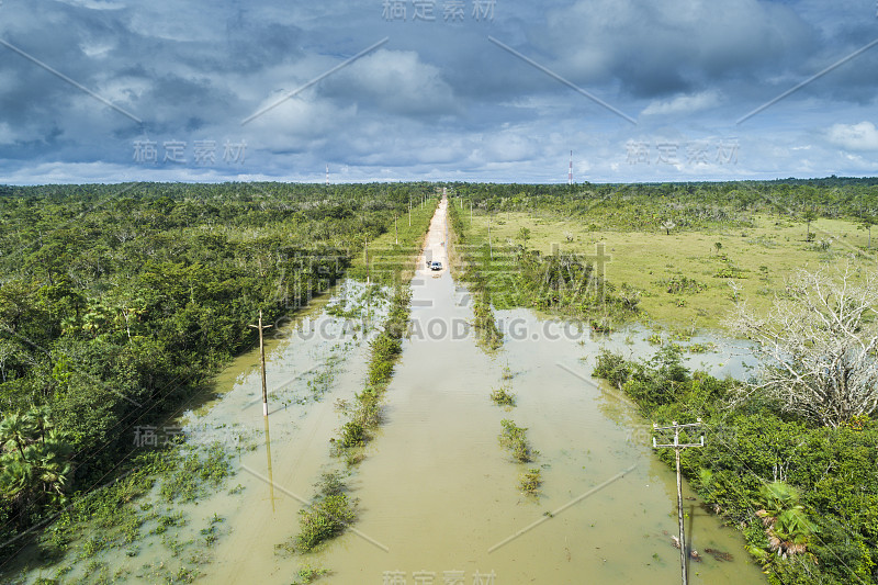 中美洲被淹的道路