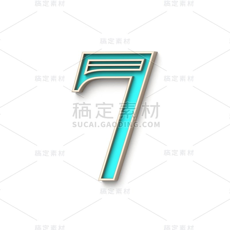 经典老式字体数字7 7 3D