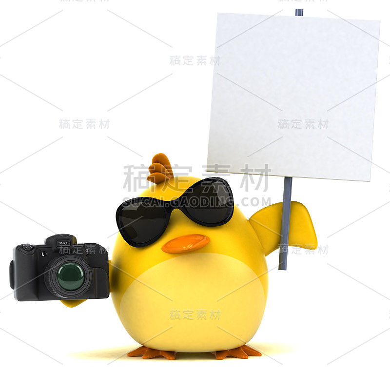 黄色的鸟- 3D插图