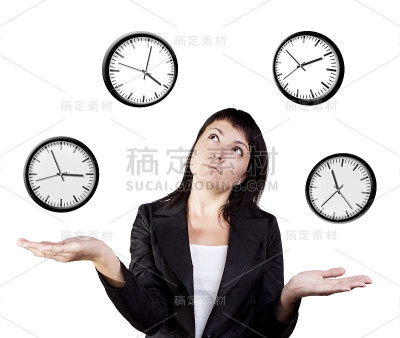 女商人在时钟。