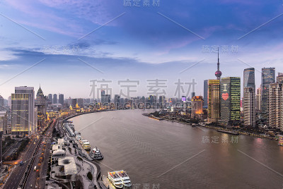 上海夜景鸟瞰图