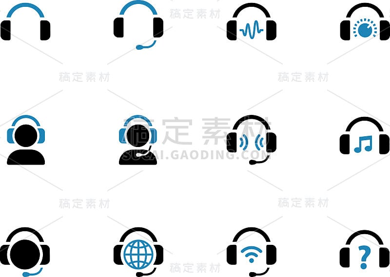 Headphone duotone icons on white background