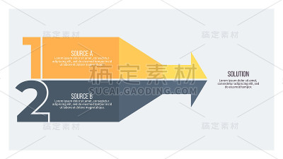 业务信息图。箭头图表有2步，数字选项。向量模板。
