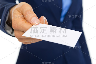 女人给名片的特写