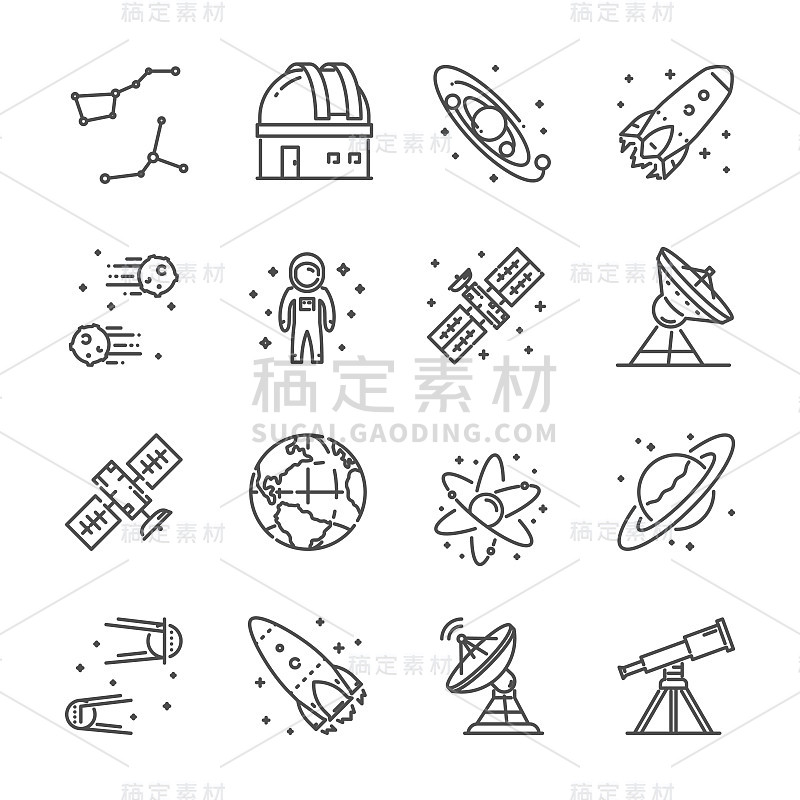 为天文学设置的矢量线图标