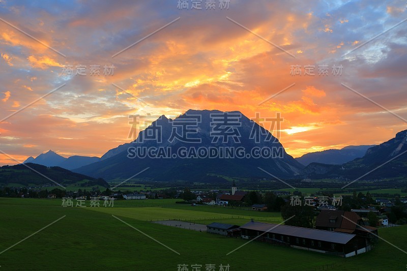 Irdning Village, Grimming Peak, Dachstein Mountain