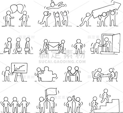 商业图标集素描工作小人