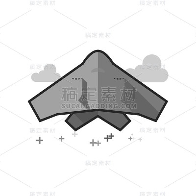 平面灰度图标-隐形轰炸机