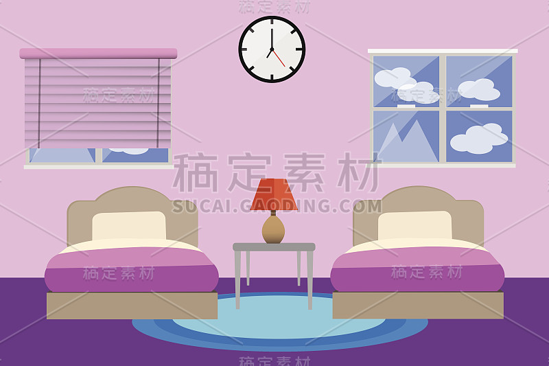 粉红色的床的房间