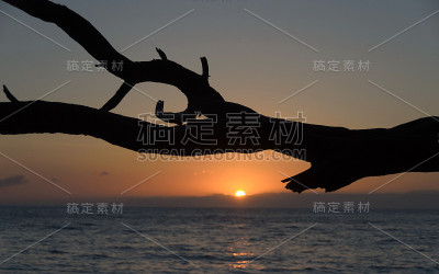 怀亚里海滩的日落。夏威夷大岛