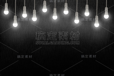 灯泡在深灰色纹理背景