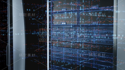 服务器室或服务器计算机。3 d渲染。