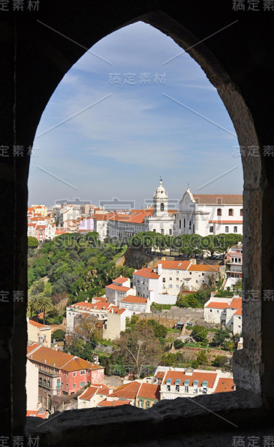 查看从 Castelo de Sao Jorge，里斯本，葡萄牙。