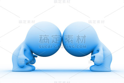 两个蓝色人物的头凑在一起
