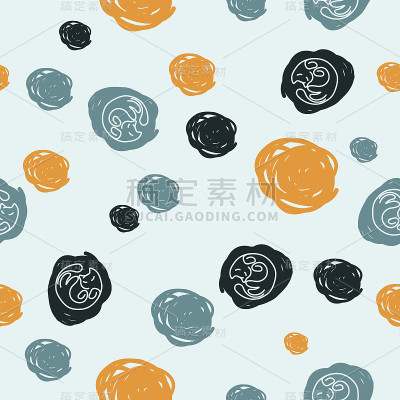 无缝图案的彩色污渍与猫