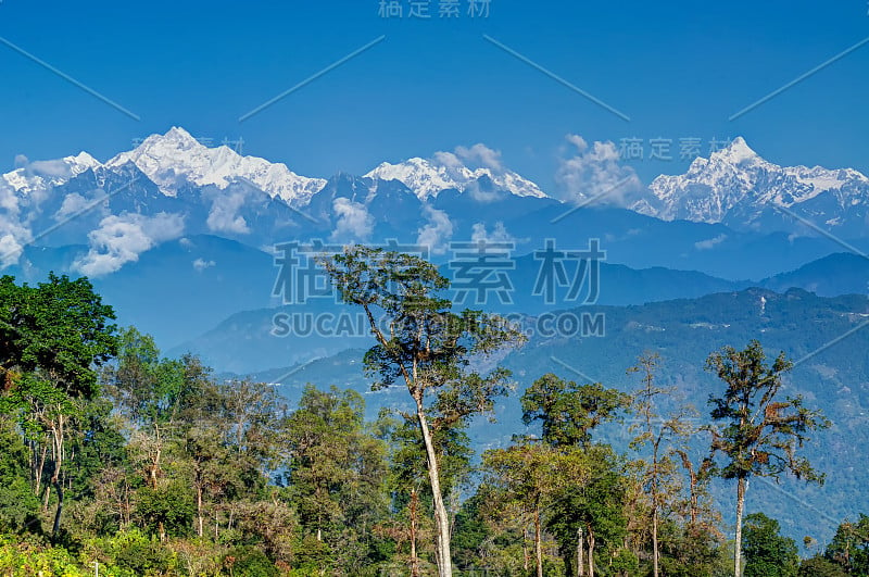 锡金的Silerygaon村，背景是喜马拉雅山脉